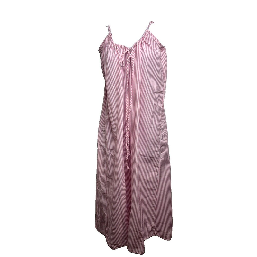 OS Pink Stripe Drawstring Maxi Dress NWOT